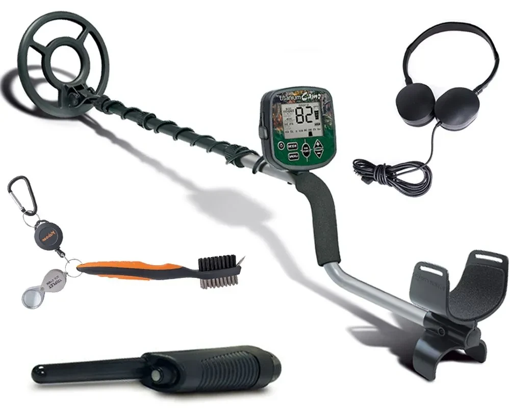 Bounty Hunter Titanium Metalldetektor + Pinpointer + Fundbürste + Kopfhörer