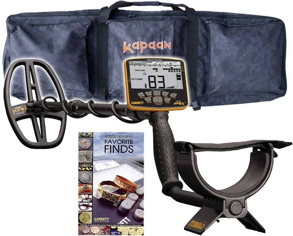 Garrett Ace Apex Metalldetektor + Kapaan Big Camo Tragetasche + Favourite Finds Buch